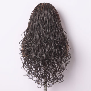 French Curl Knotless Boho Braids HD Full Lace Long Wig Flexi Fit Invisi Drawstring Cap