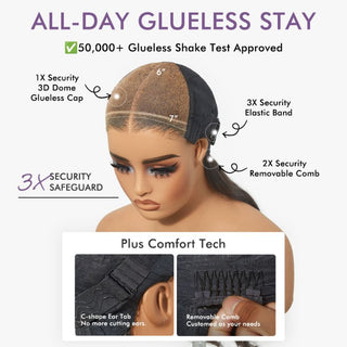 180% / 250% Density Bone Straight with Baby Hair PartingMax Glueless 7x6 Closure HD Lace Wig Pre-Cut Lace